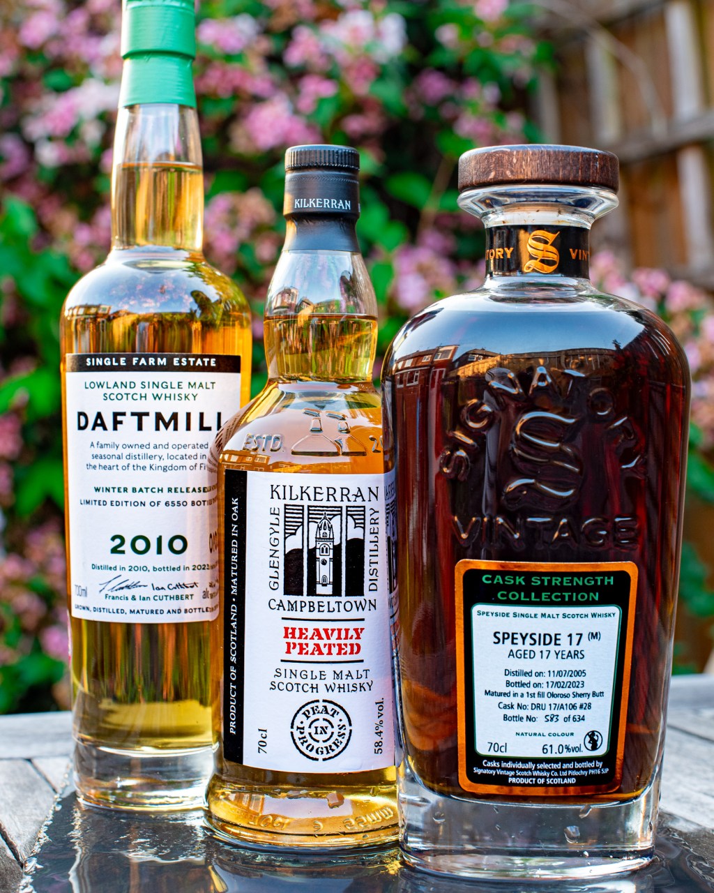 Picture of Daftmill, Kilkerran Heavily Peated and Signatory Secret Speyside